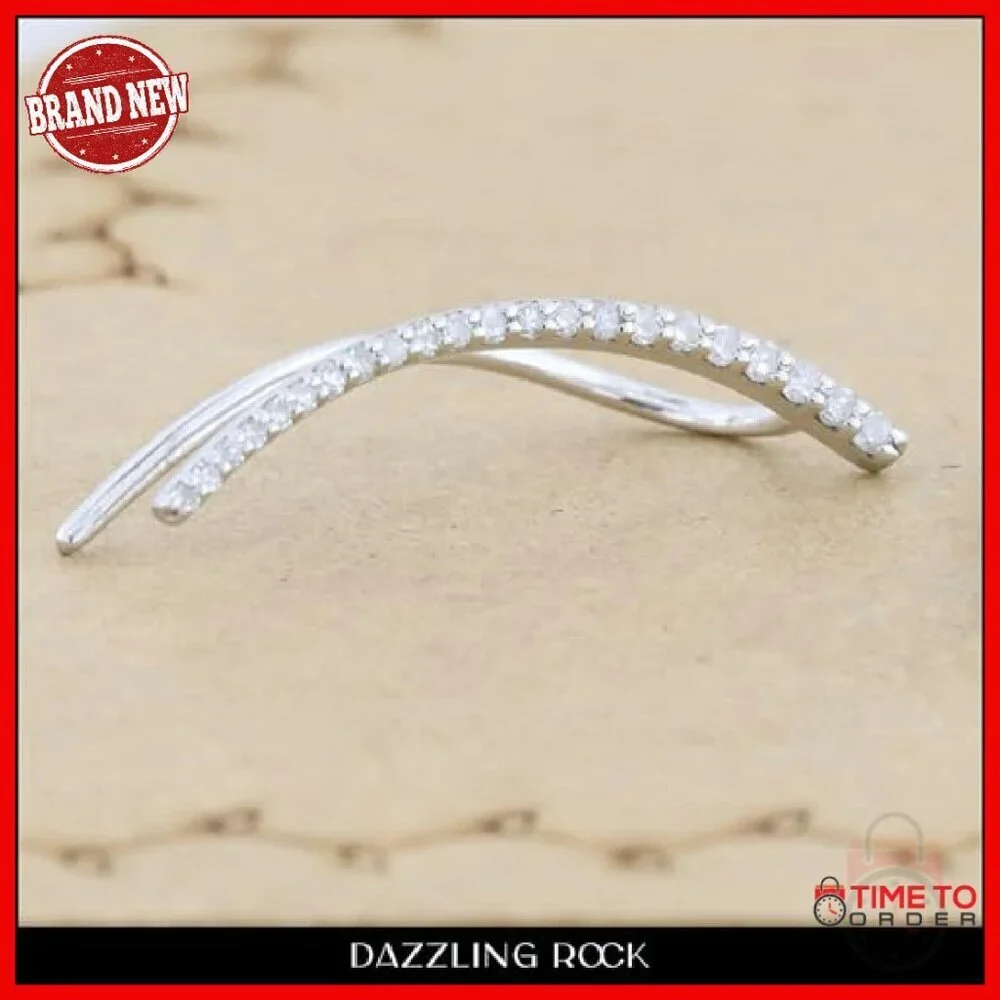 Sterling Silver Diamond Cuff Earring 0.11ct Natural White Diamond